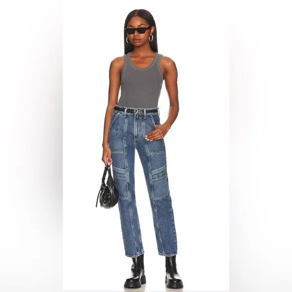 Agolde Cooper cargo jeans in medium dark wash. 31. NWT