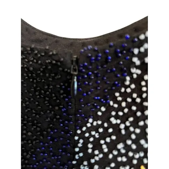 Aidan Dress Women 14 Multicolor V Neck Sequin Tank Mini Mesh Feminine Festival