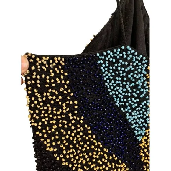 Aidan Dress Women 14 Multicolor V Neck Sequin Tank Mini Mesh Feminine Festival