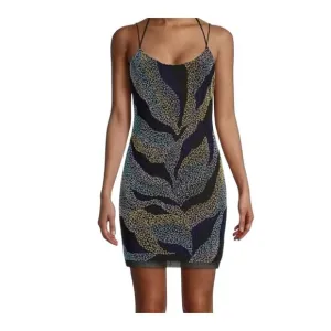 Aidan Dress Women 14 Multicolor V Neck Sequin Tank Mini Mesh Feminine Festival