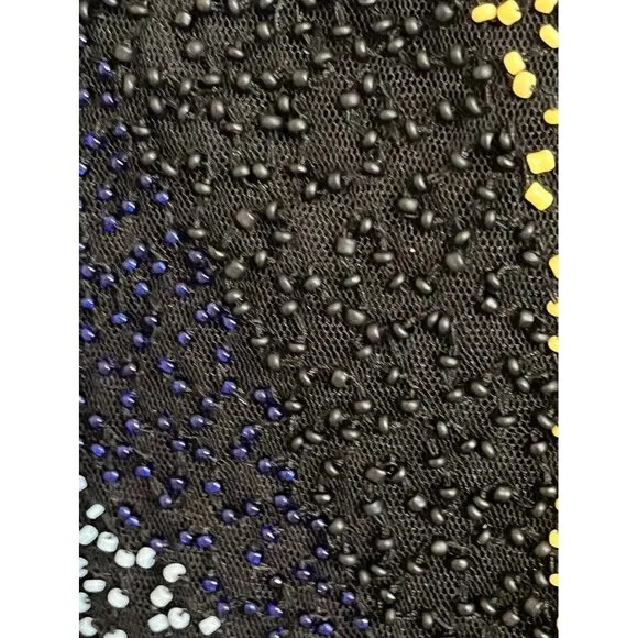Aidan Dress Women 14 Multicolor V Neck Sequin Tank Mini Mesh Feminine Festival