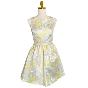 AIDAN MATTOX  Metallic Floral Jacquard Fit &amp; Flare Cocktail/Party Mini Dress 4