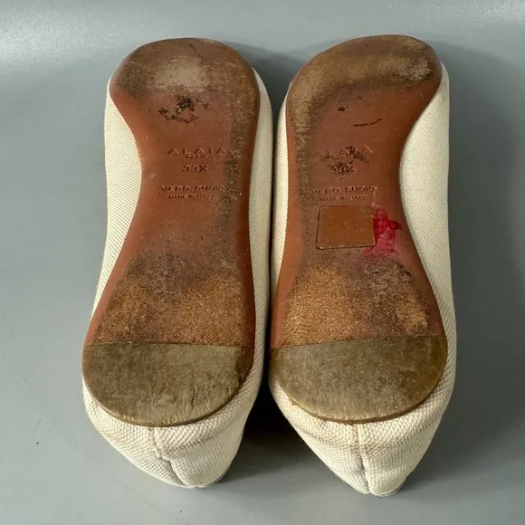 Alaia Ballet Flats, Beige, Size 39 1/2