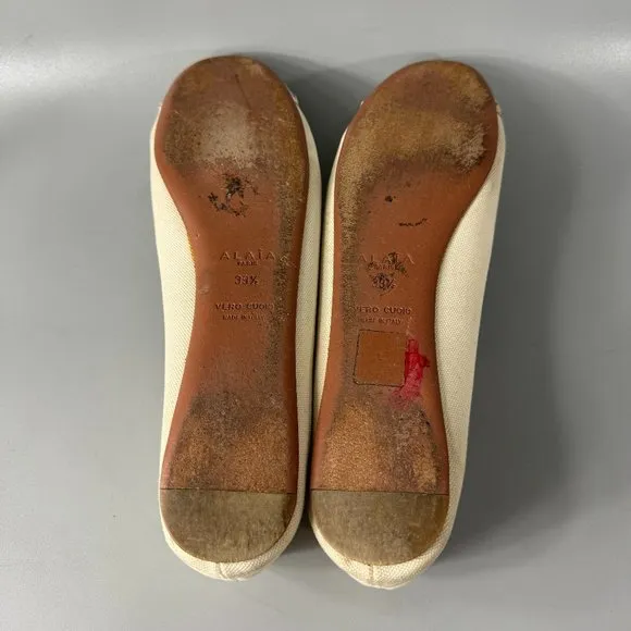 Alaia Ballet Flats, Beige, Size 39 1/2