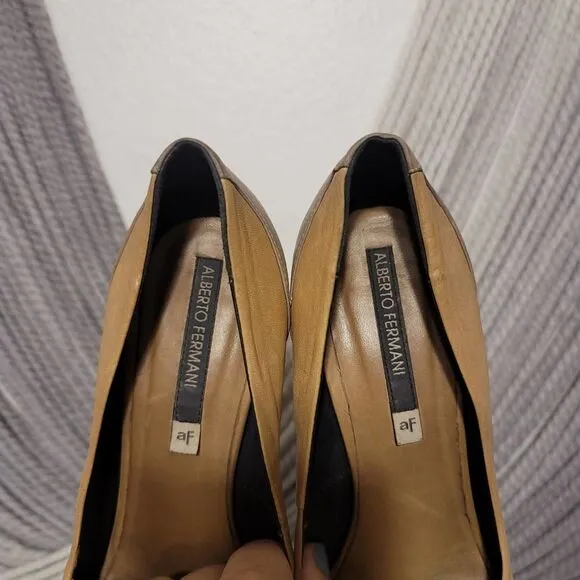 Alberto Fermani Two Tone Leather Heels Sz 38