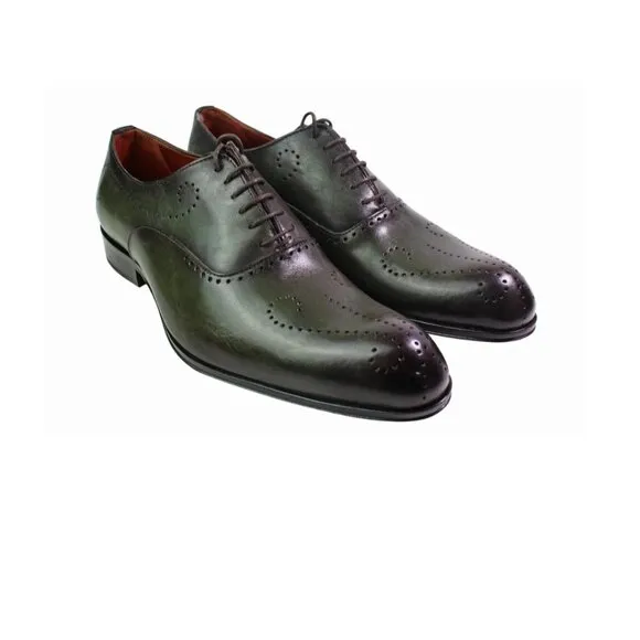 Alberto Italian Green Oxford Leather Shoes For Mens