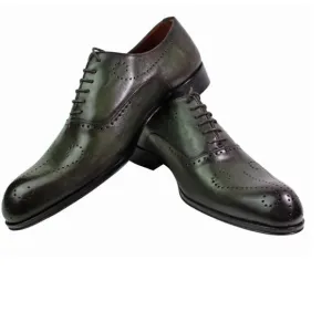 Alberto Italian Green Oxford Leather Shoes For Mens