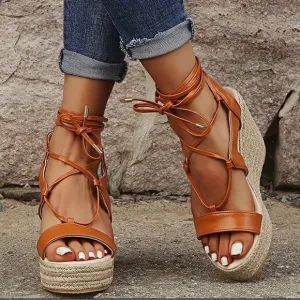 Aldo Oxandra Ghillie Lace Up PlatformEspadrille Wedges Size 10
