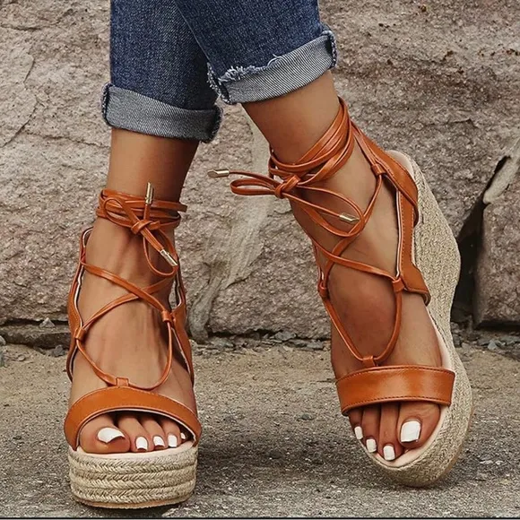 Aldo Oxandra Ghillie Lace Up PlatformEspadrille Wedges Size 10