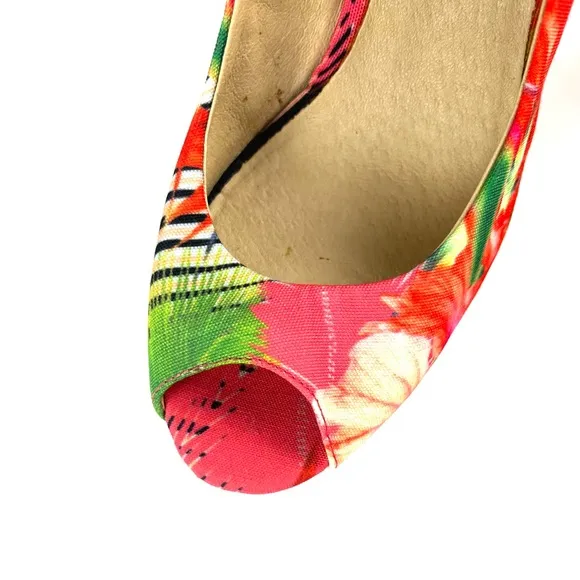Aldo Tropical Print Hazinski Peep Toe Wedges