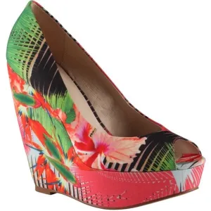 Aldo Tropical Print Hazinski Peep Toe Wedges