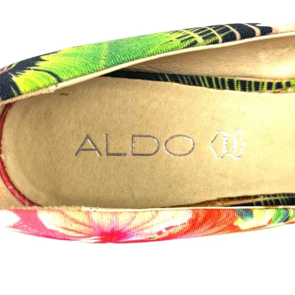 Aldo Tropical Print Hazinski Peep Toe Wedges