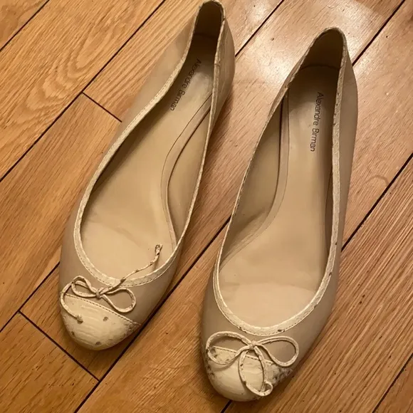 Alexandre Birman Authentic Leather and Snakeskin Flats Worn Once Size 9