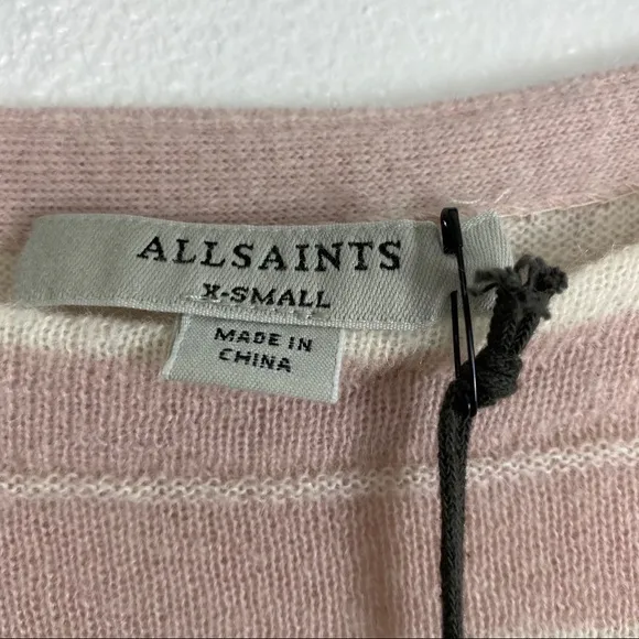 ALL SAINTS Cassia Stripe Boat Neck Sweater Pink XS