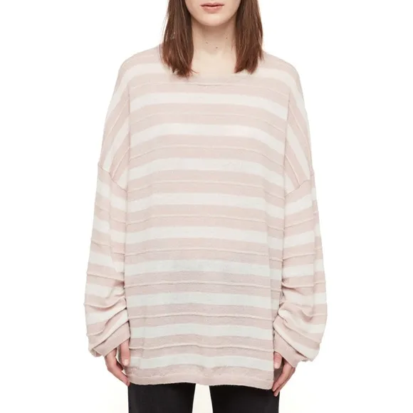 ALL SAINTS Cassia Stripe Boat Neck Sweater Pink XS