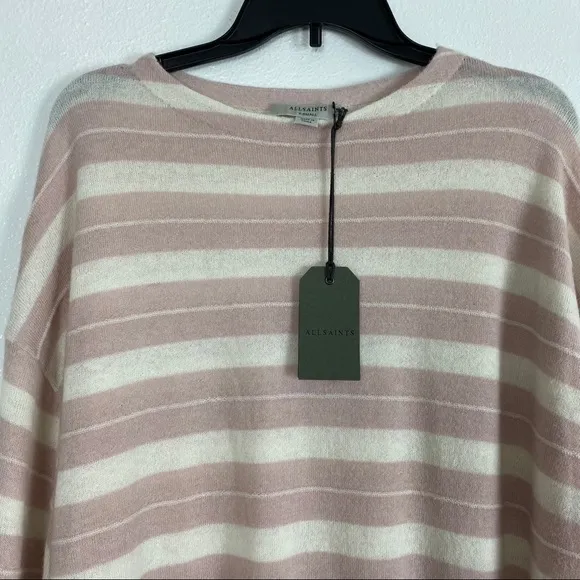 ALL SAINTS Cassia Stripe Boat Neck Sweater Pink XS