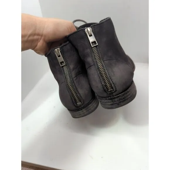 All Saints Men's Distressed Black Suede Nailhead 7-Eye Boots (Portugal) Size 41