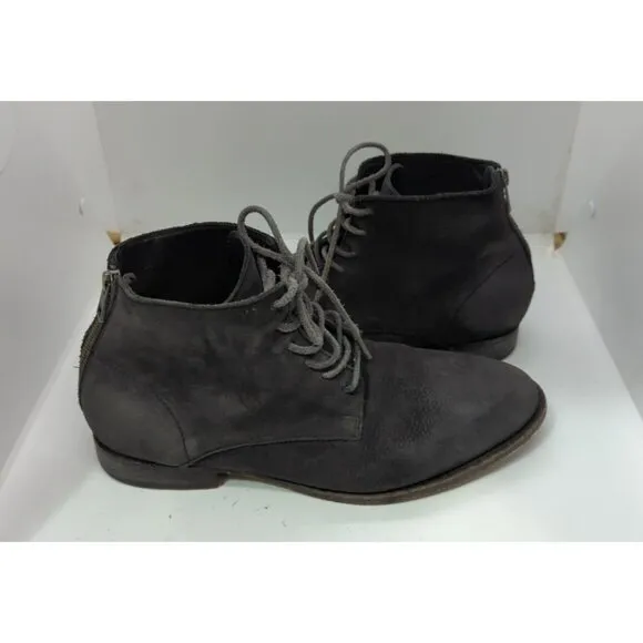 All Saints Men's Distressed Black Suede Nailhead 7-Eye Boots (Portugal) Size 41