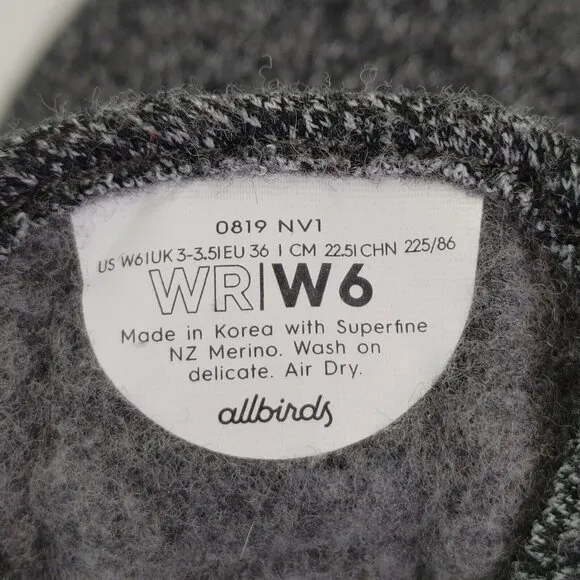 Allbirds Wool Runners Grey Lightweight / Comfort Shoes Women's Size 6