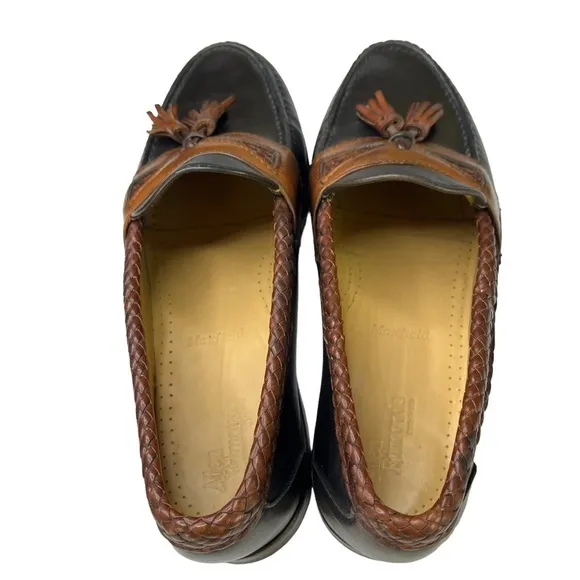 Allen Edmond Maxfield Leather Tassel Loafer‎ 2 Tone Black Brown Mens Size 8.5