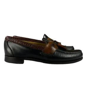 Allen Edmond Maxfield Leather Tassel Loafer‎ 2 Tone Black Brown Mens Size 8.5