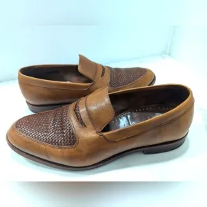 Allen Edmonds Carlsbad brown leather woven loafer dress shoes basket weave 10.5