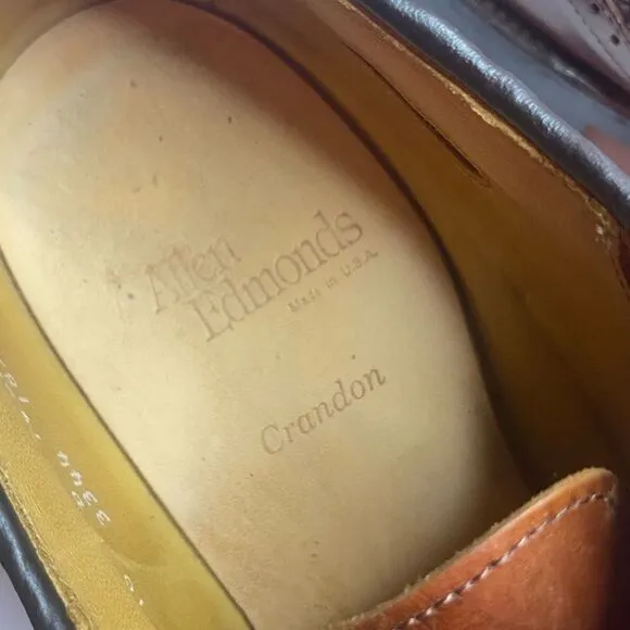 ALLEN EDMONDS Crandon Men’s Sz 10 Brown Two Tone Woven Cap Toe Oxford Shoes