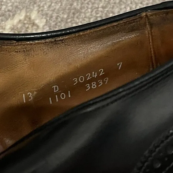 Allen Edmonds derby dress shoes wingtip men black lace-up 13 D
