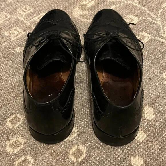 Allen Edmonds derby dress shoes wingtip men black lace-up 13 D