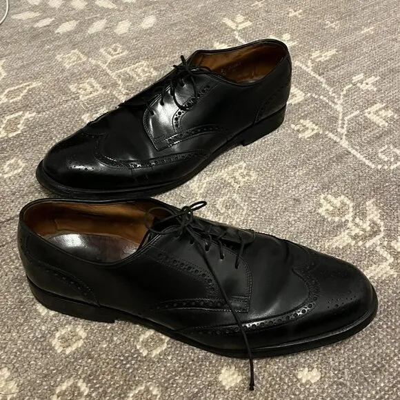 Allen Edmonds derby dress shoes wingtip men black lace-up 13 D
