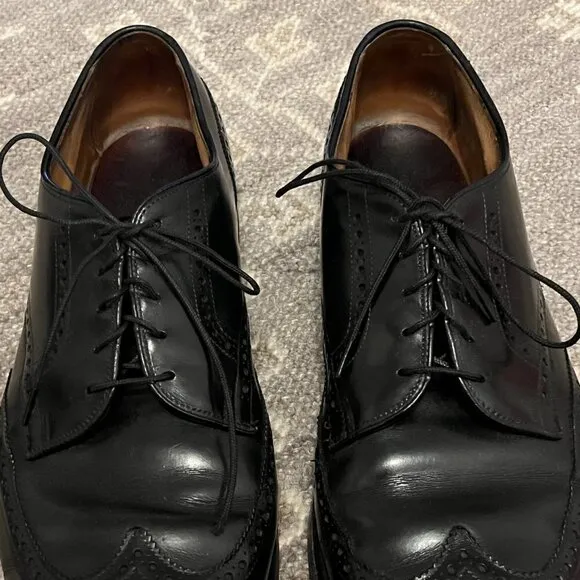 Allen Edmonds derby dress shoes wingtip men black lace-up 13 D