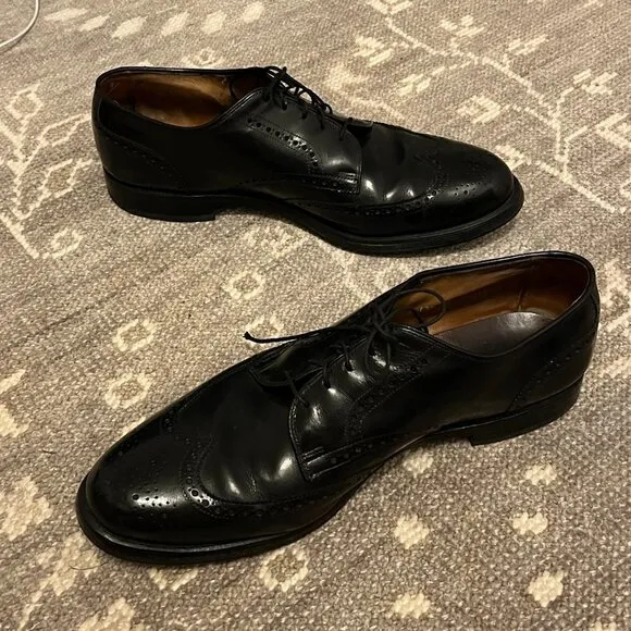 Allen Edmonds derby dress shoes wingtip men black lace-up 13 D