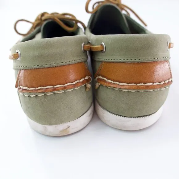 Allen Edmonds Maritime Boat Shoes Sz 11 Moss Green Two Eye Leather 50372