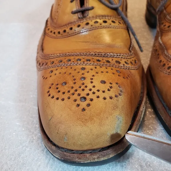 Allen Edmonds Men's 11.5 B University Wingtip Oxford Brogue Shoes Danite Flaws