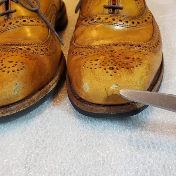 Allen Edmonds Men's 11.5 B University Wingtip Oxford Brogue Shoes Danite Flaws