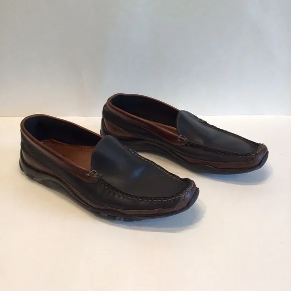Allen Edmonds Men's US 9.5 D Boulder Venetian Driving Moccasins Black/Brown