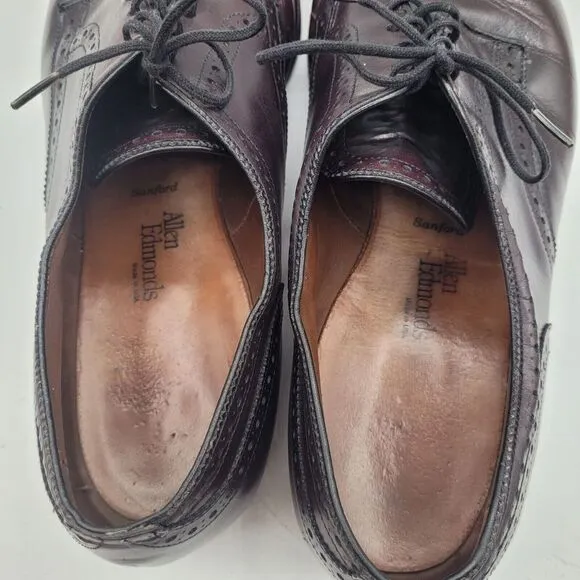 Allen Edmonds Sandford Cap Toe Oxford Mens Burgandy Dress Shoes With Bag Sz 14 B
