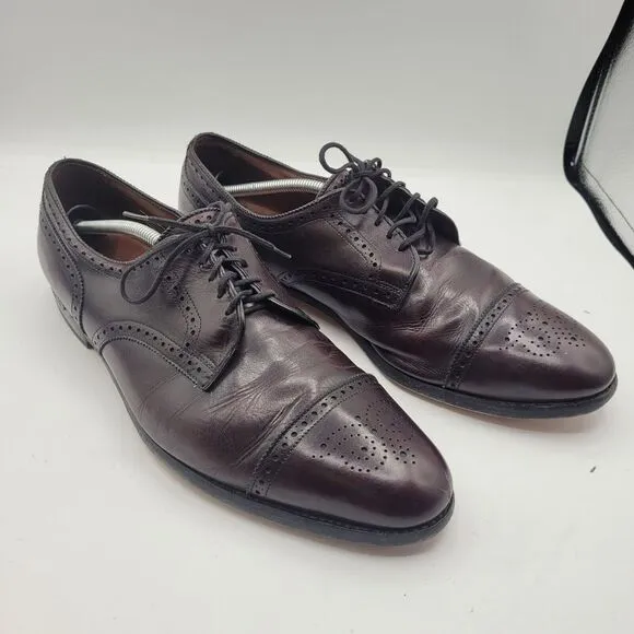 Allen Edmonds Sandford Cap Toe Oxford Mens Burgandy Dress Shoes With Bag Sz 14 B