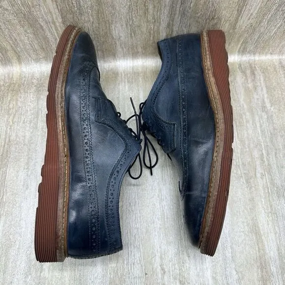 Allen Edmonds Shannon Drive Oxford Shoes Mens 10 Blue‎ Leather Longwing Wingtip