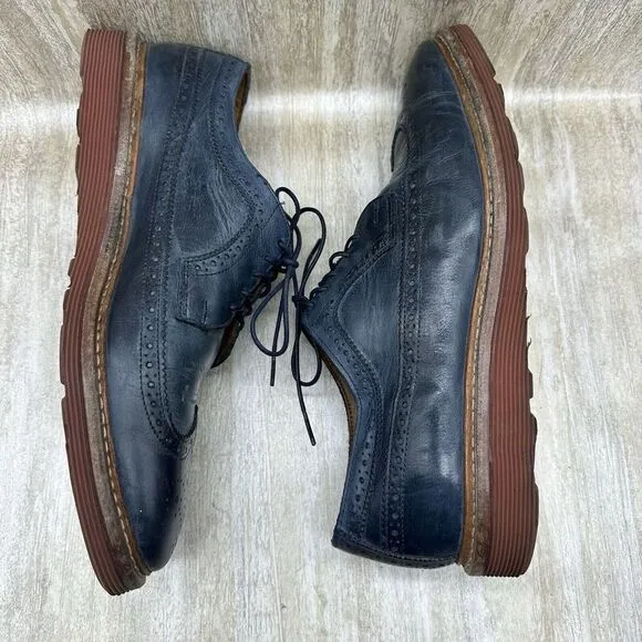 Allen Edmonds Shannon Drive Oxford Shoes Mens 10 Blue‎ Leather Longwing Wingtip