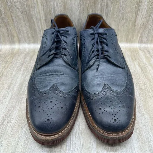 Allen Edmonds Shannon Drive Oxford Shoes Mens 10 Blue‎ Leather Longwing Wingtip