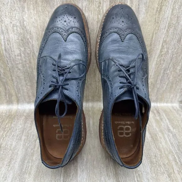 Allen Edmonds Shannon Drive Oxford Shoes Mens 10 Blue‎ Leather Longwing Wingtip