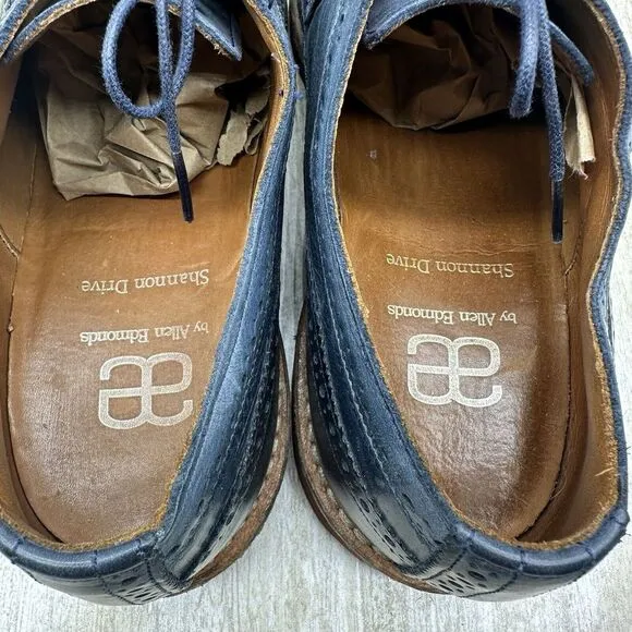 Allen Edmonds Shannon Drive Oxford Shoes Mens 10 Blue‎ Leather Longwing Wingtip