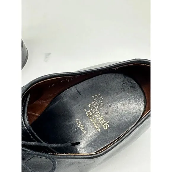 Allen Edmonds Shoes Mens 12 Black Clifton Derby‎ Cap Toe Leather Oxford Dress