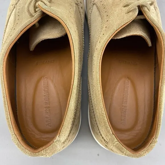 Allen Edmonds Strand Men’s Size 8.5 D Beige Suede Oxford Wingtip Lace Up Sneaker