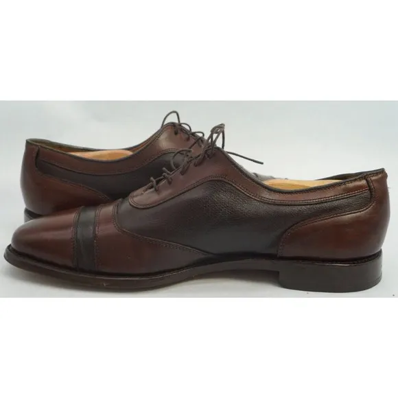 Allen Edmonds Winhall Two Tone Brown Leather Cap Toe Oxford Dress Shoes 10.5