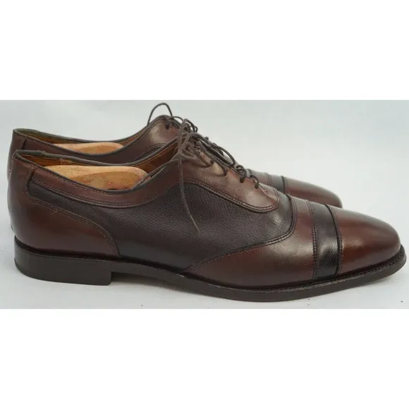 Allen Edmonds Winhall Two Tone Brown Leather Cap Toe Oxford Dress Shoes 10.5