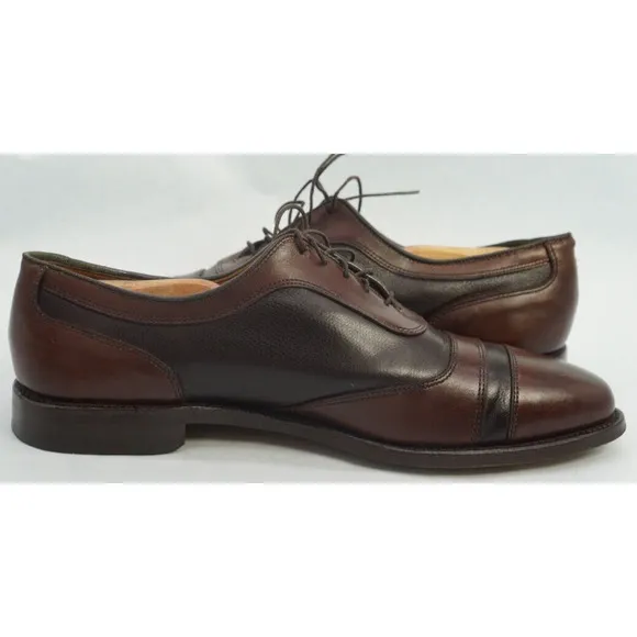 Allen Edmonds Winhall Two Tone Brown Leather Cap Toe Oxford Dress Shoes 10.5