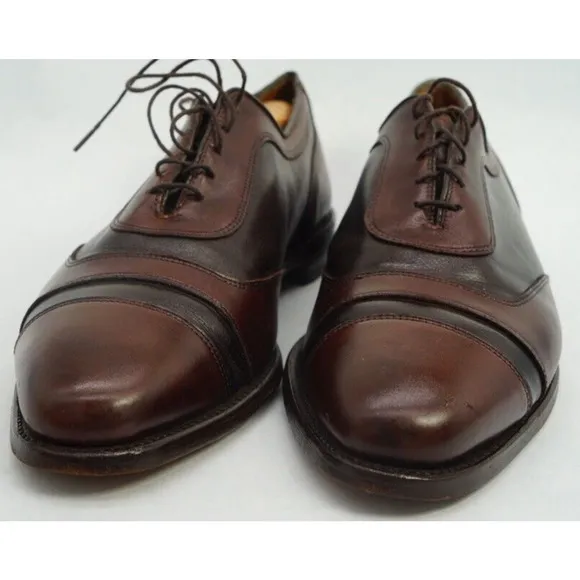 Allen Edmonds Winhall Two Tone Brown Leather Cap Toe Oxford Dress Shoes 10.5