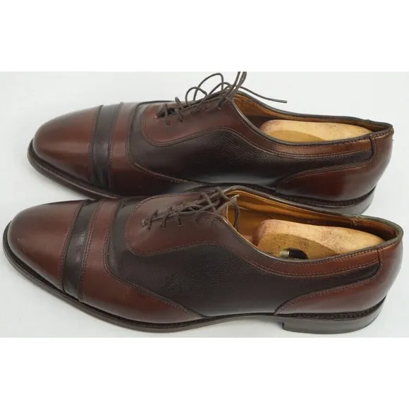 Allen Edmonds Winhall Two Tone Brown Leather Cap Toe Oxford Dress Shoes 10.5